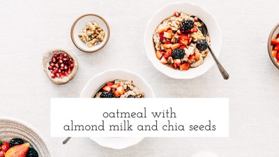 Chia seed almond milk oatmeal in bowls