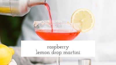 Raspberry Lemon Drop Martini being poured in a glass
