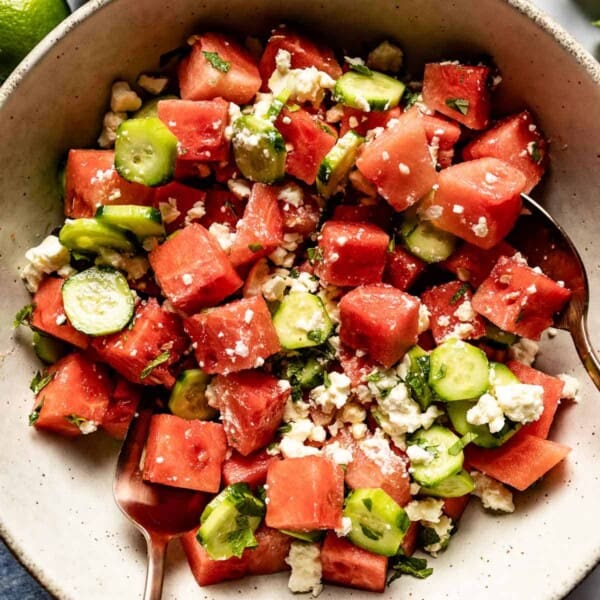 Watermelon Cucumber Salad with Mint and Feta - Foolproof Living