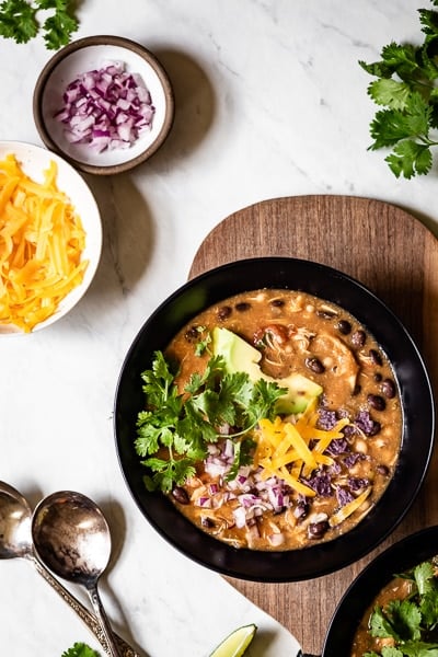 Best Chicken Chili Recipe served in a bowl