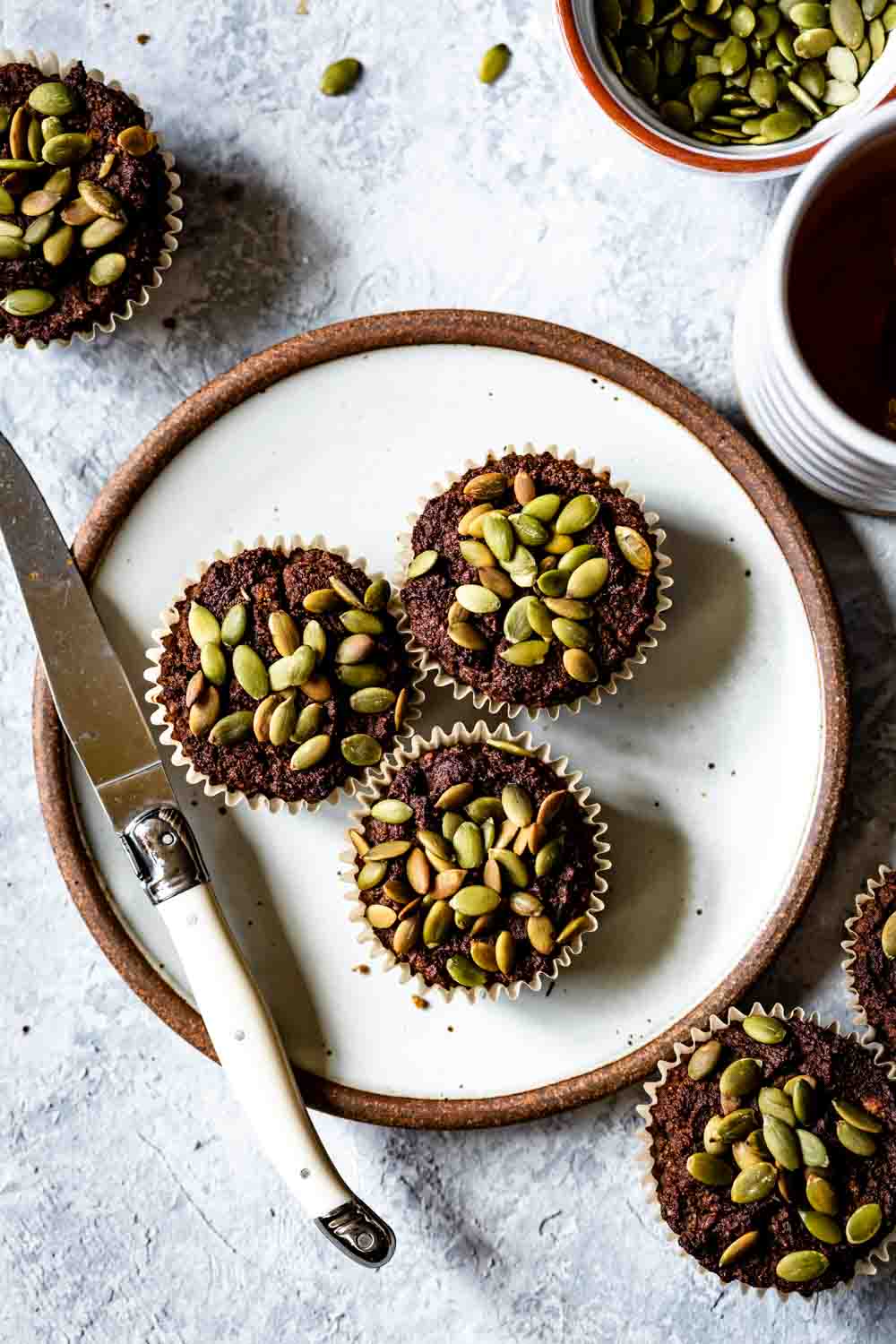 almond flour pumpkin muffins placed in a small plate