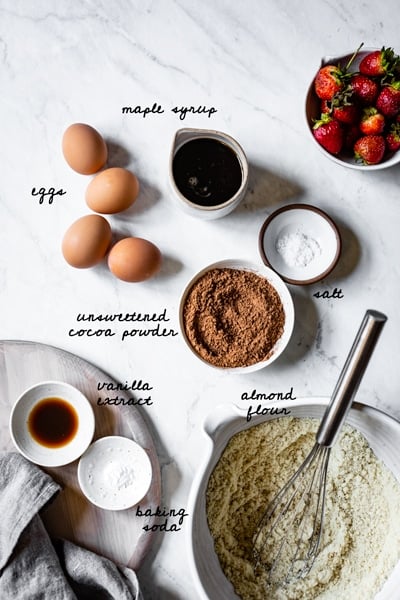 gluten free chocolate cupcakes - ingredients are laid out