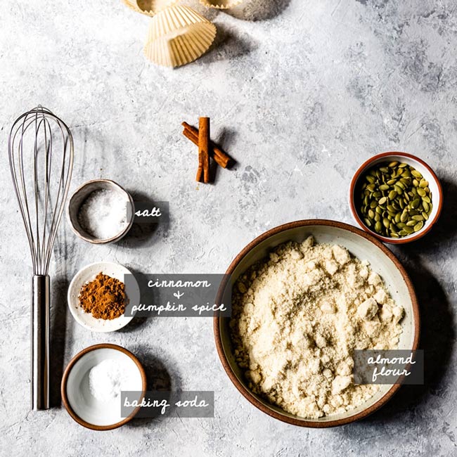  Dry Ingredients for gluten free pumpkin muffins