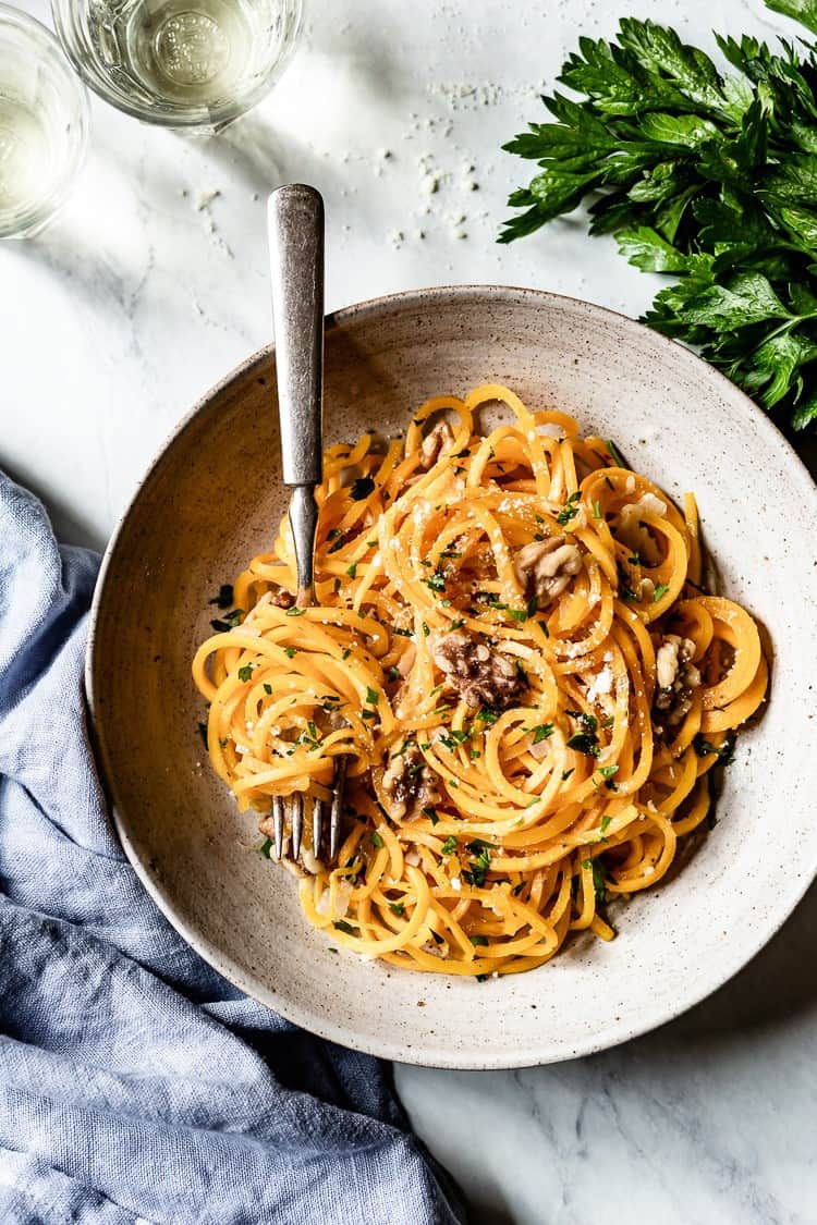 Butternut Squash Noodles with Parmesan and Walnuts