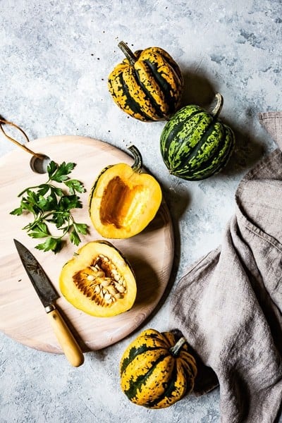 halved stuffed acorn squash vegan 