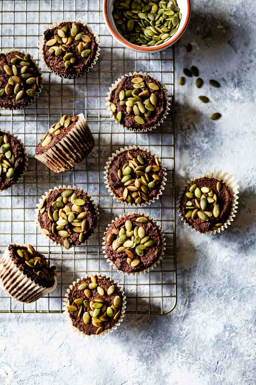 gluten free pumpkin muffins with almond flour photographed from the top view