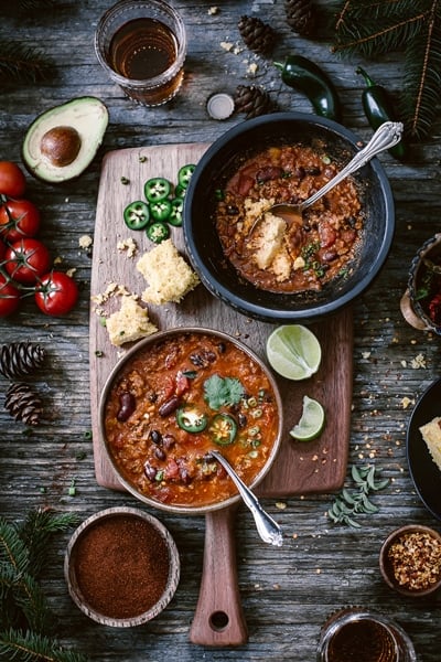 Three Bean Turkey Chili - part of a easy healthy super bowl recipes round up