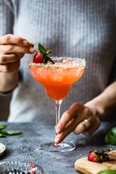 Strawberry Champagne Margaritas - cocktails for the super bowl