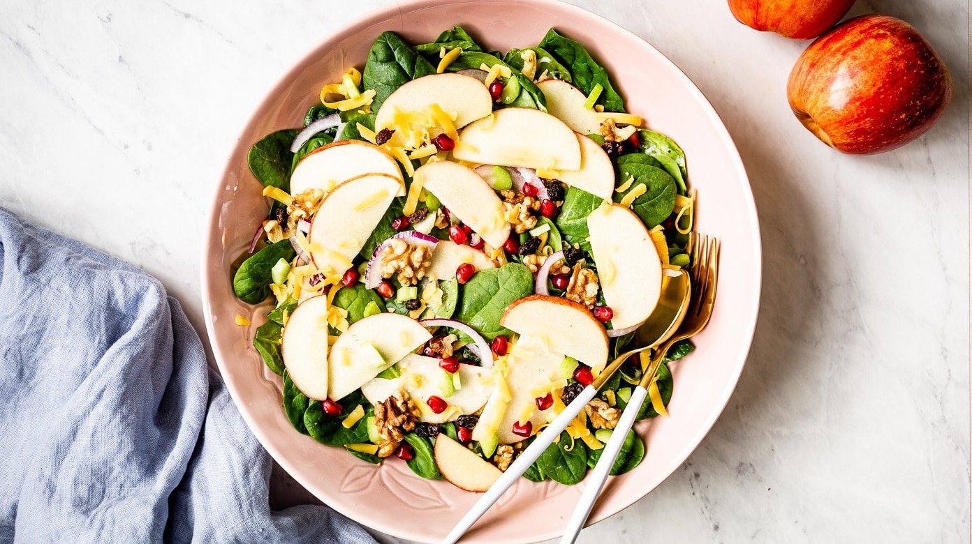 Healthy Apple Salad with Raisins and Walnuts - Foolproof Living