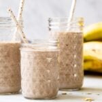 vegan banana smoothies in jars