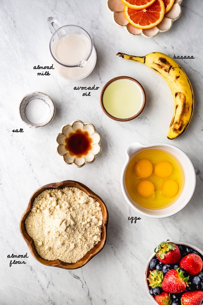 Ingredients for Fluffy Almond Flour Pancakes recipe