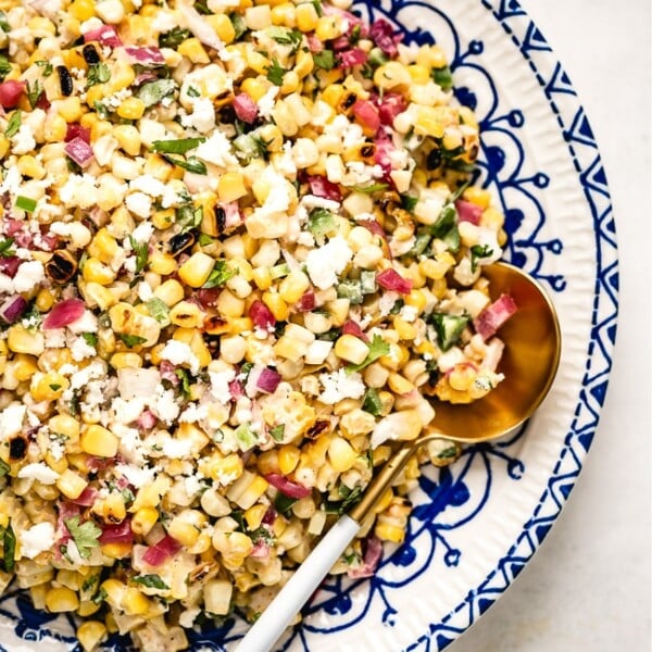 Mexican Street Corn Salad Recipe photographed on a plate