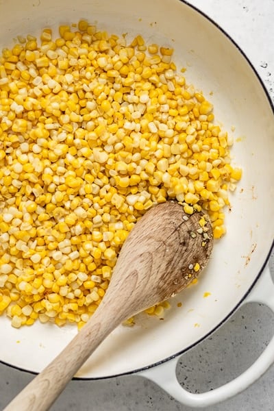 corn off the cob in a skillet