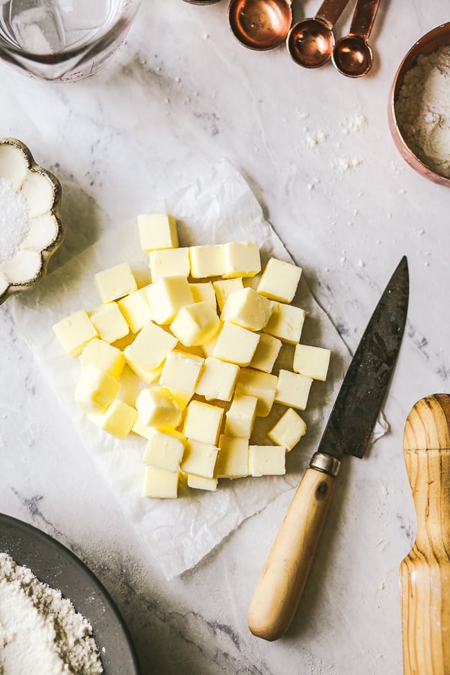 Butter cut in cubes for French Galette Recipe