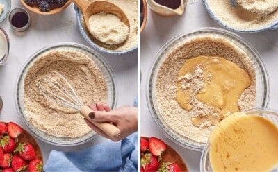 Almond flour pancake mix batter in a bowl.