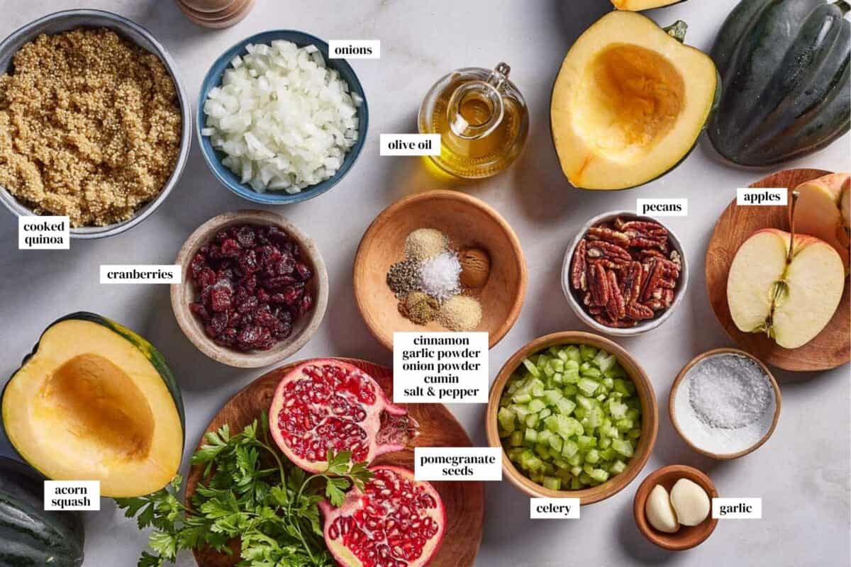 Ingredients for the recipe from the top view.