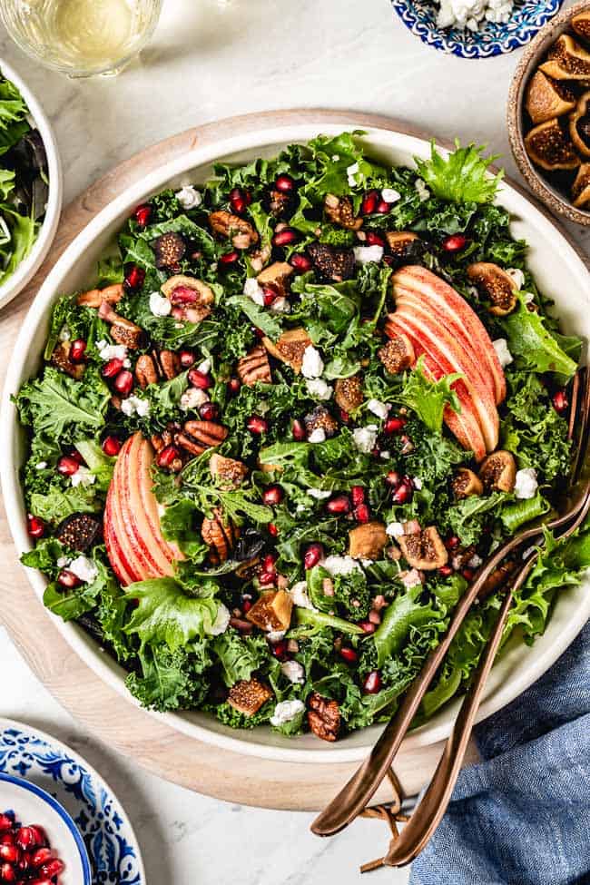 Vegan Fall Harvest Salad with Kale and Pumpkin • Happy Kitchen