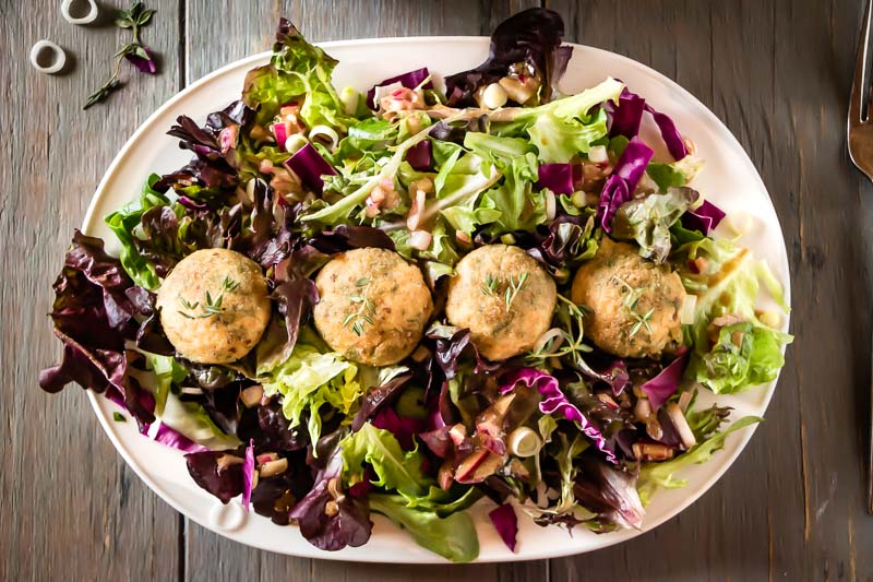 Goat cheese salad in a bowl