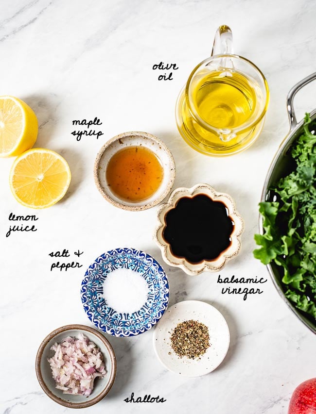 Ingredients for Harvest Salad Dressing photographed from the top view.