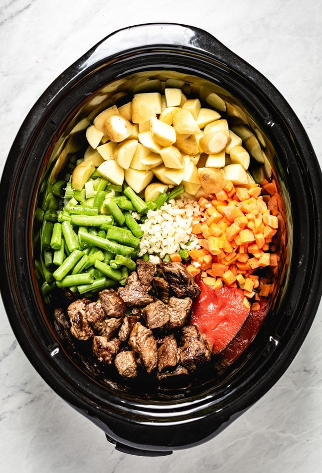 All ingredients are placed in crockpot and photographed from the top view