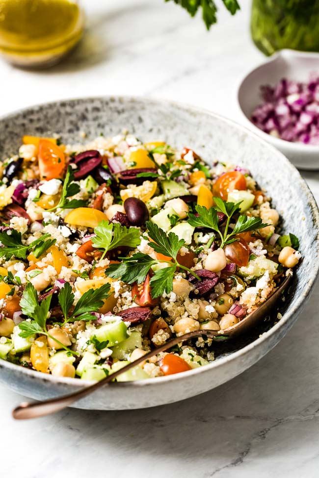 Mediterranean Quinoa Salad with Feta & Chickpeas - Foolproof Living