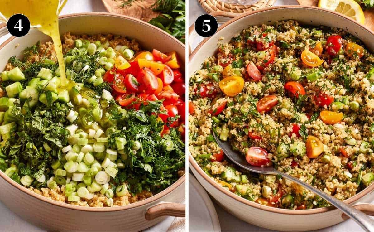 Tabbouleh with quinoa in a salad bowl.