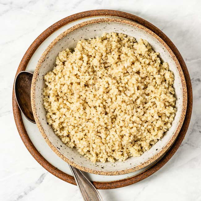 Cooked quinoa in a bowl 