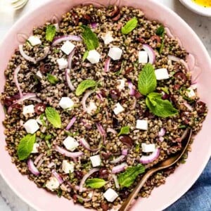 Quinoa and Lentil Salad place in a bowl