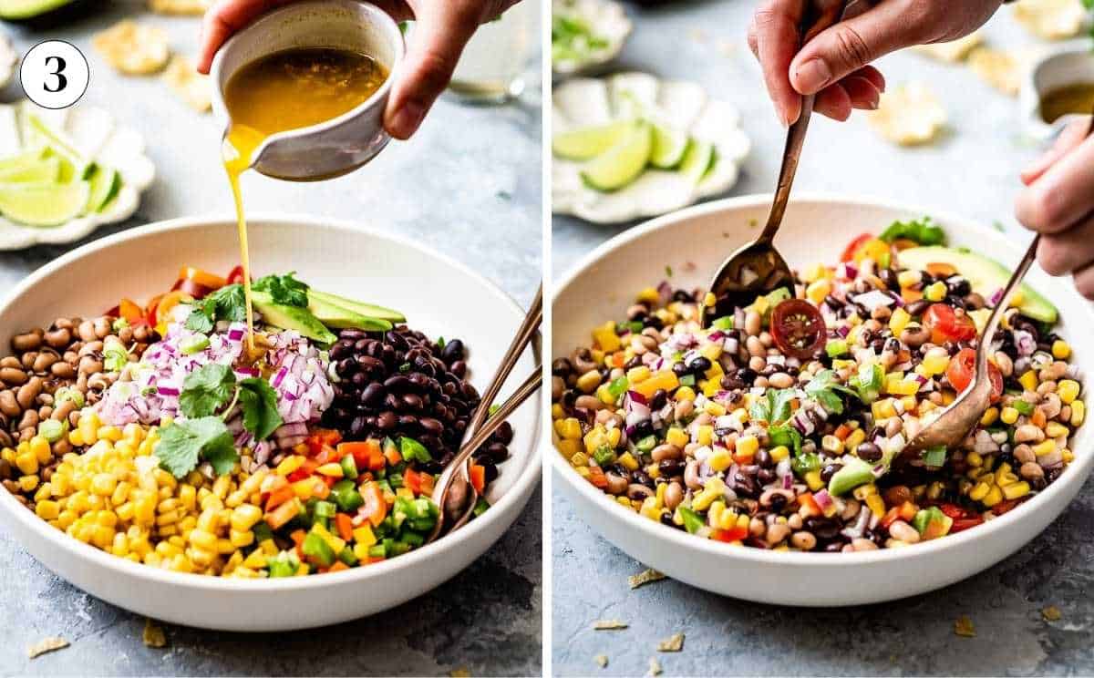 Images showing how to make Cowboy caviar.