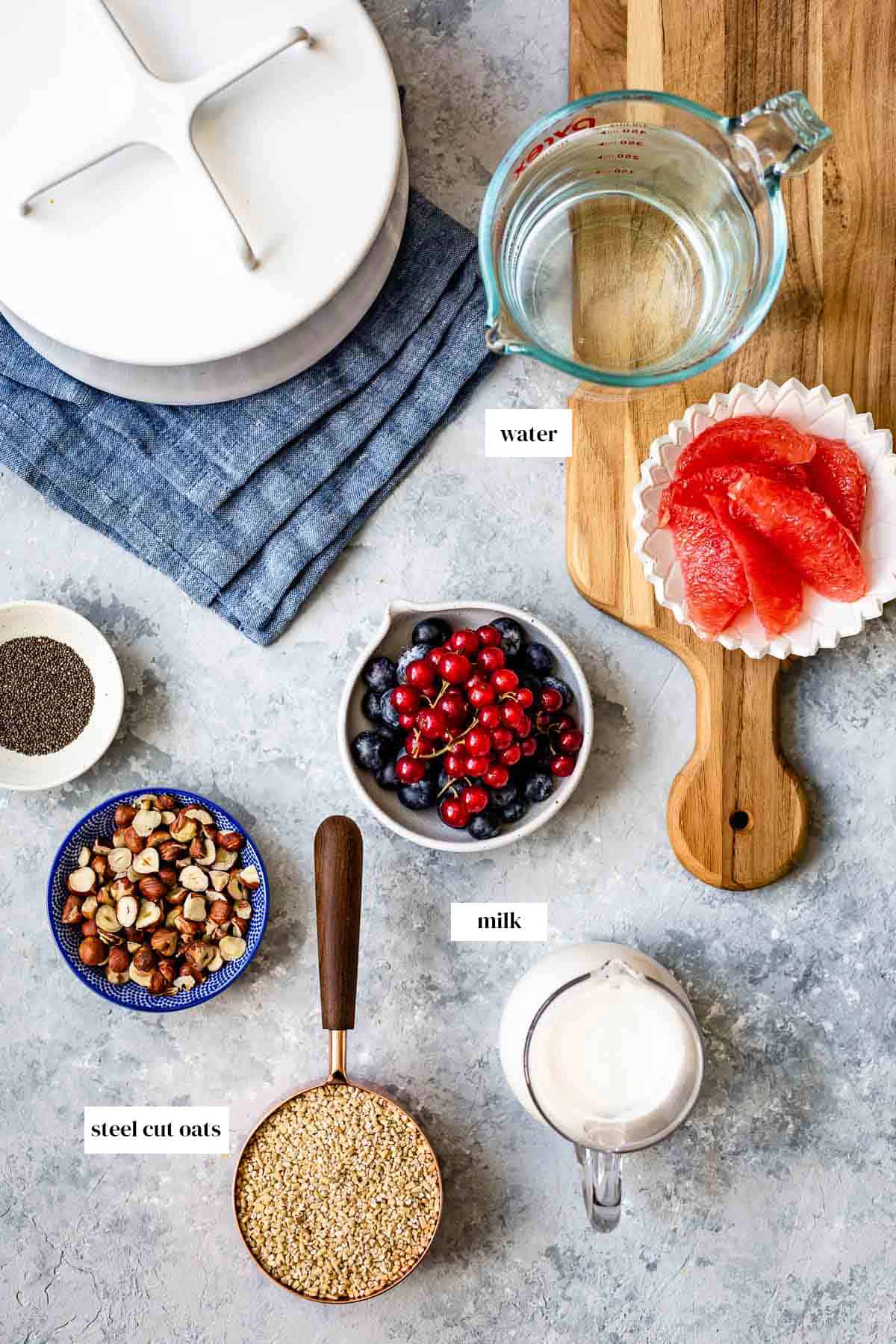 Ingredients for the recipe from the top view.