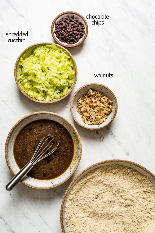 The rest of the ingredients for almond flour zucchini bread with no banana