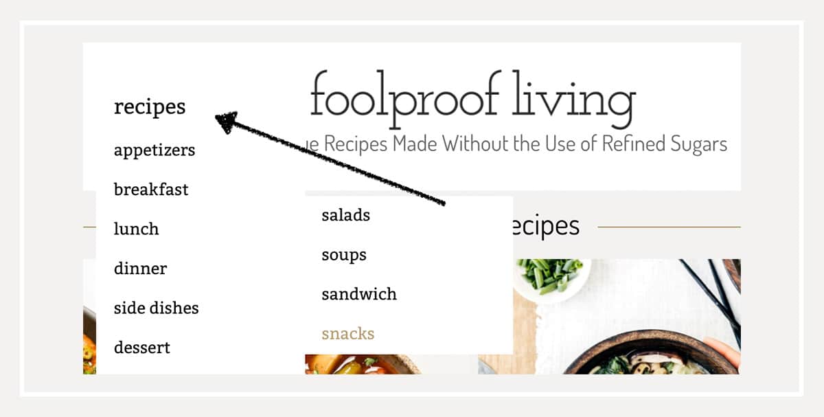 How to find a recipe using the menu