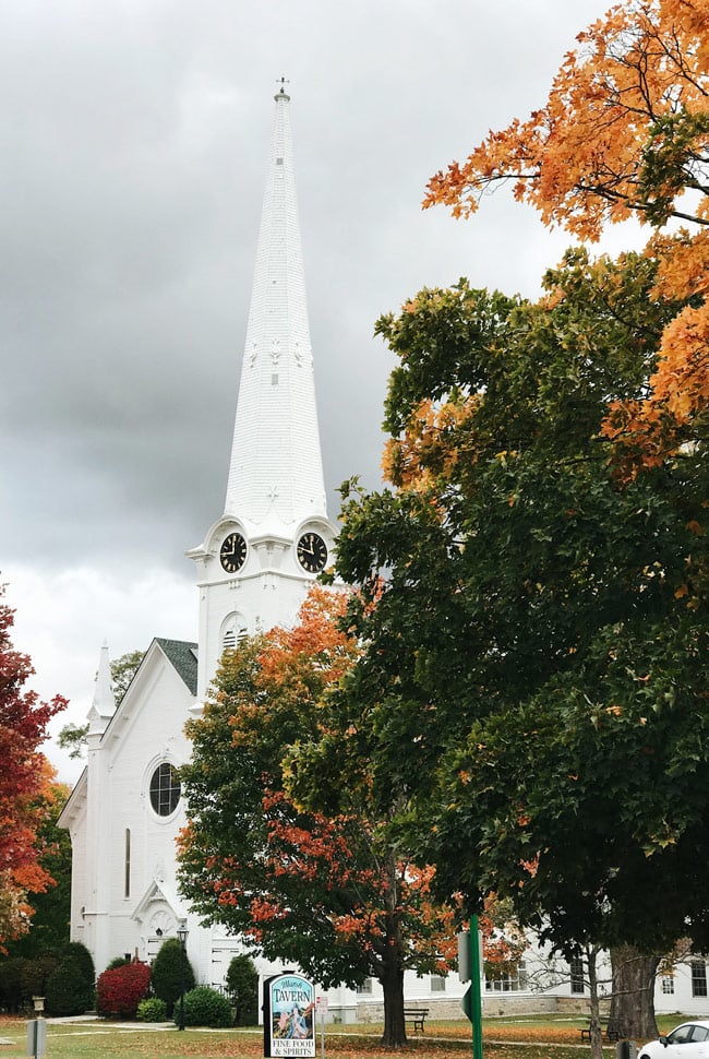 A church building during foliage in Southern Vermont