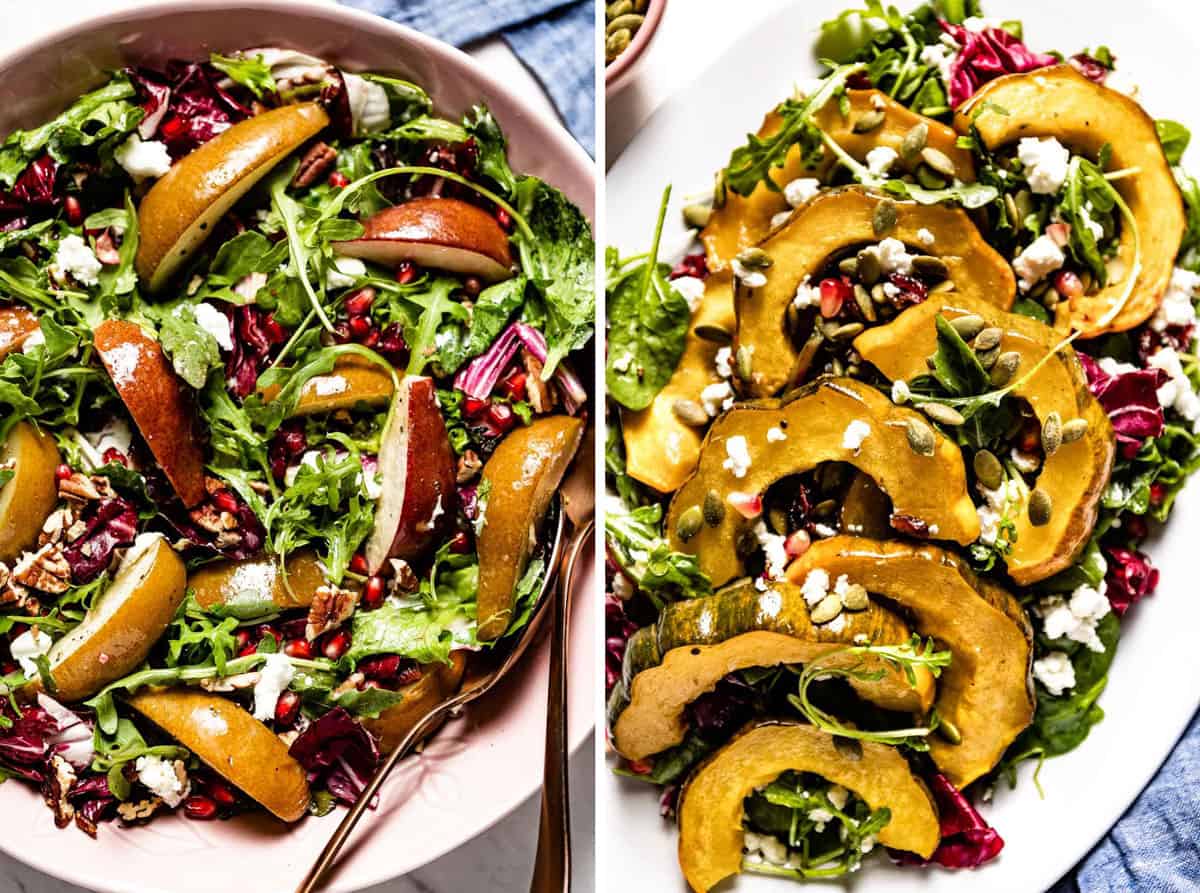 Two salad side dishes side by side.