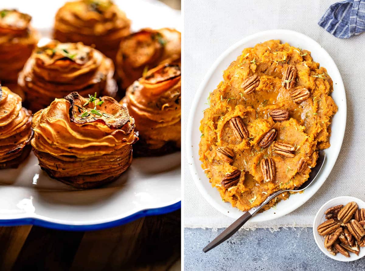 Sweet potato side dishes from the top view.