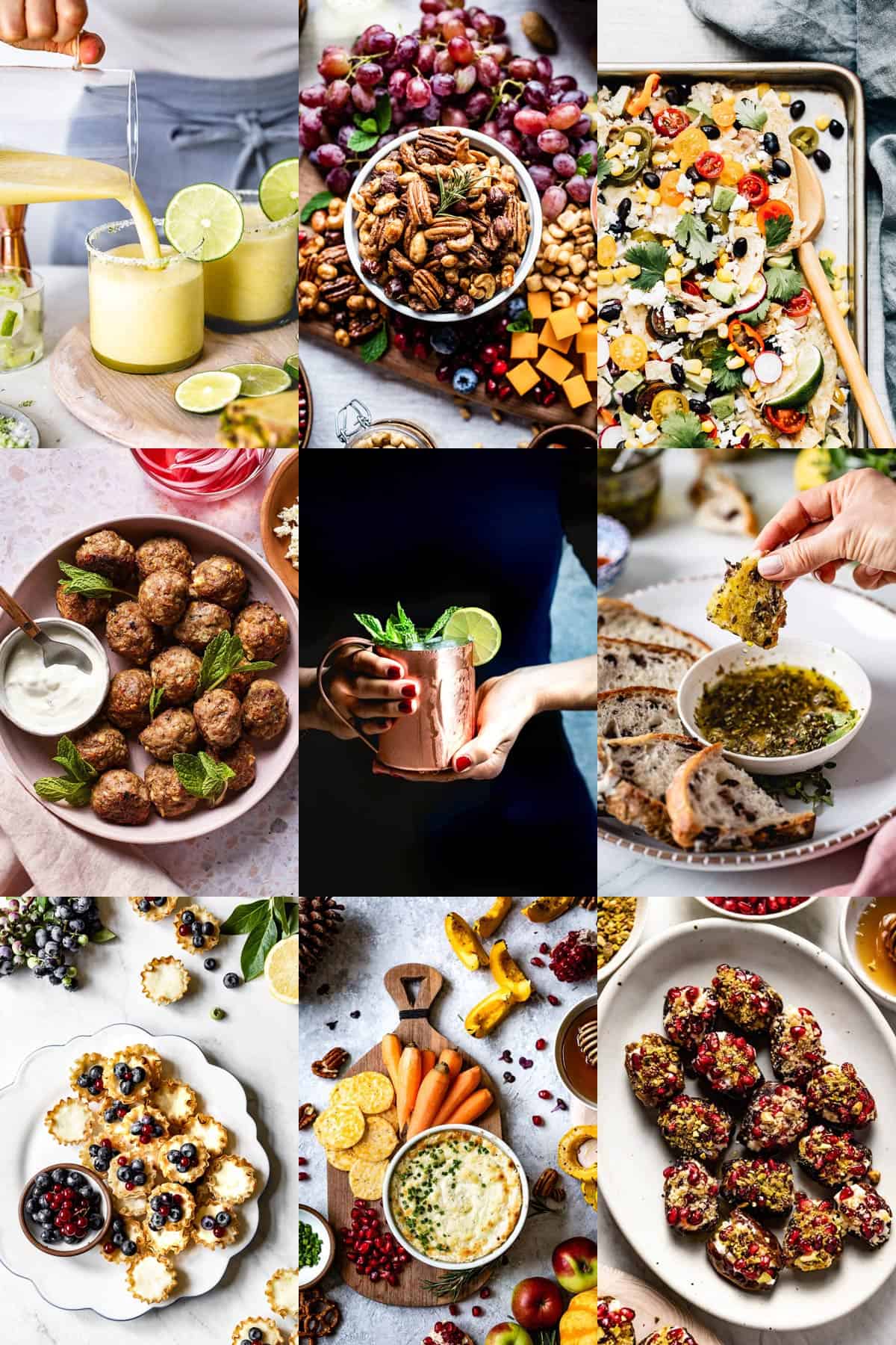 New Year's Eve party food ideas with a collage of images of all the recipes featured in the post.