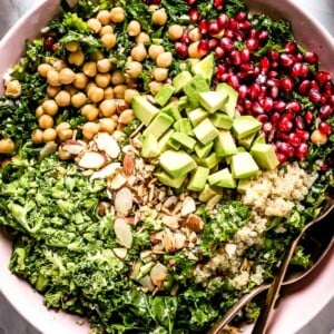 Kale Quinoa Salad in a bowl from the top view