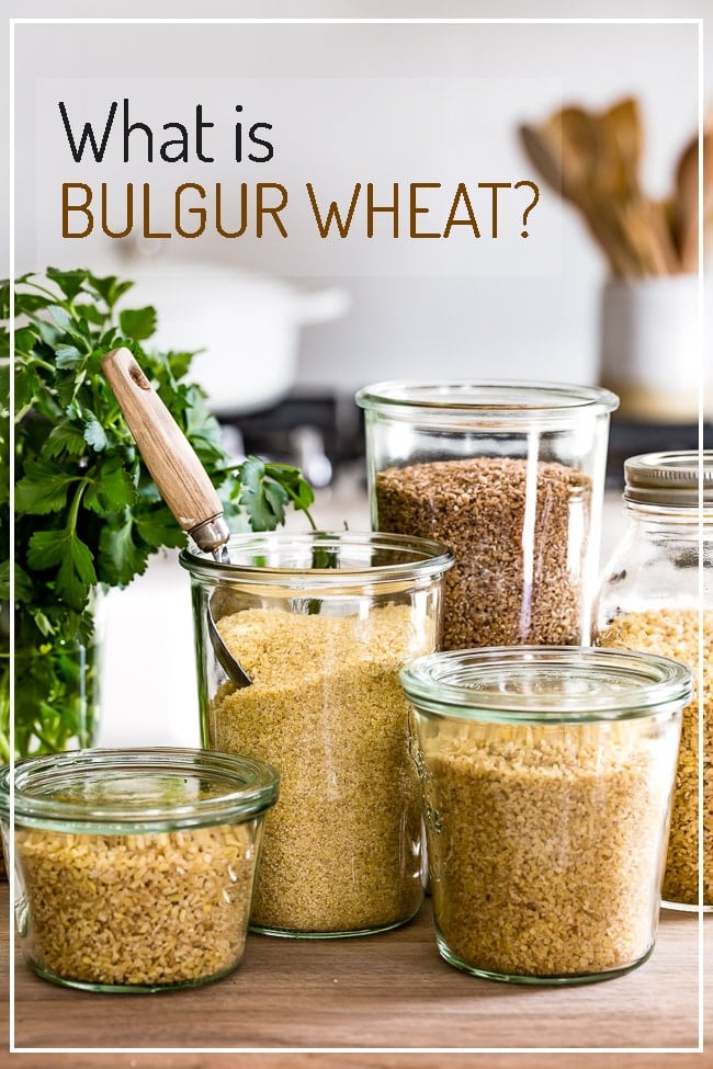 Bulgur wheat placed in jars in a kitchen setting