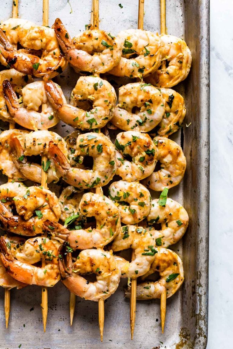 Grilled Shrimp Skewers With Garlic (Best Marinade)