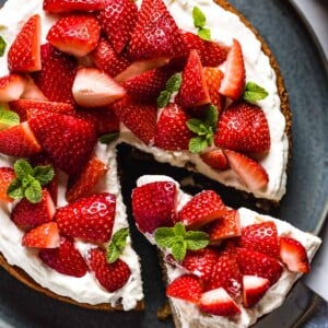 Strawberry almond flour cake.