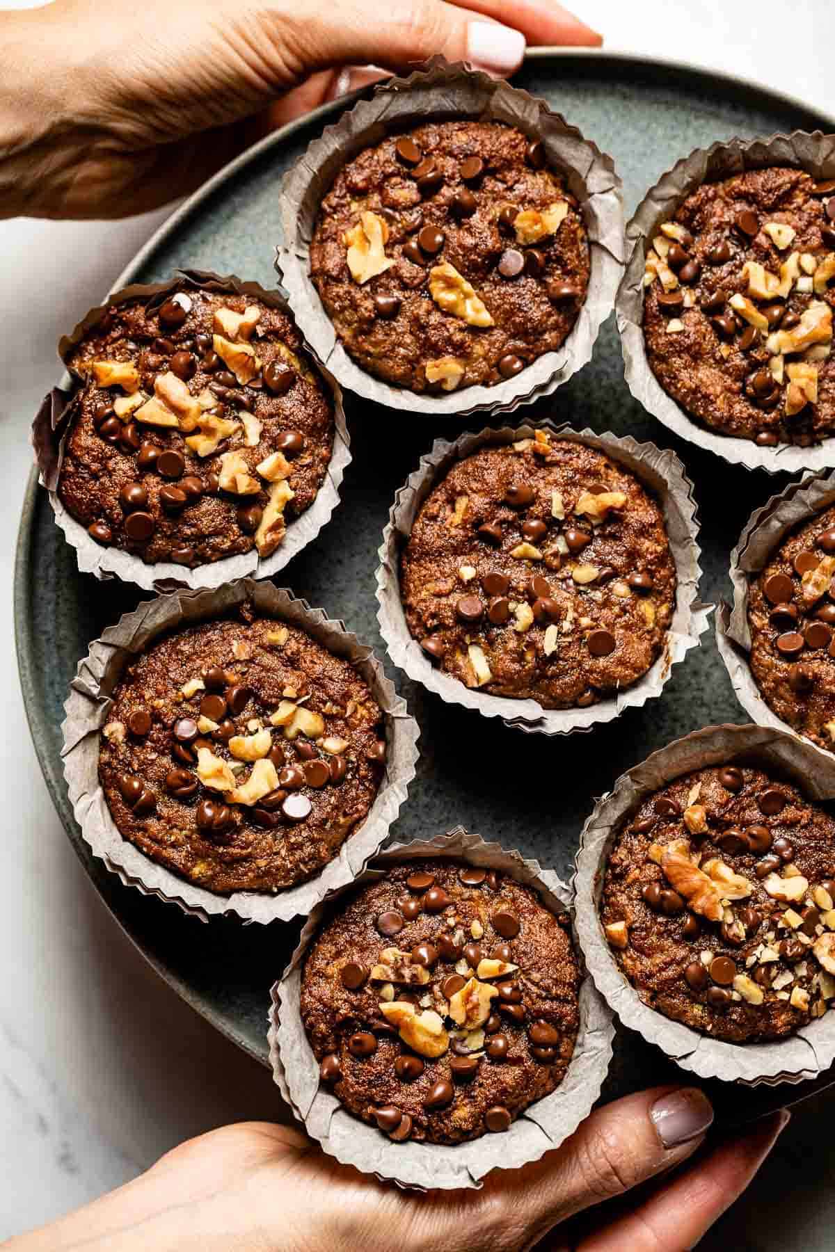 Almond Flour Zucchini Muffins on a plate