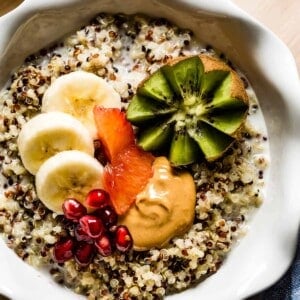 Breakfast bowl topped off with fruit