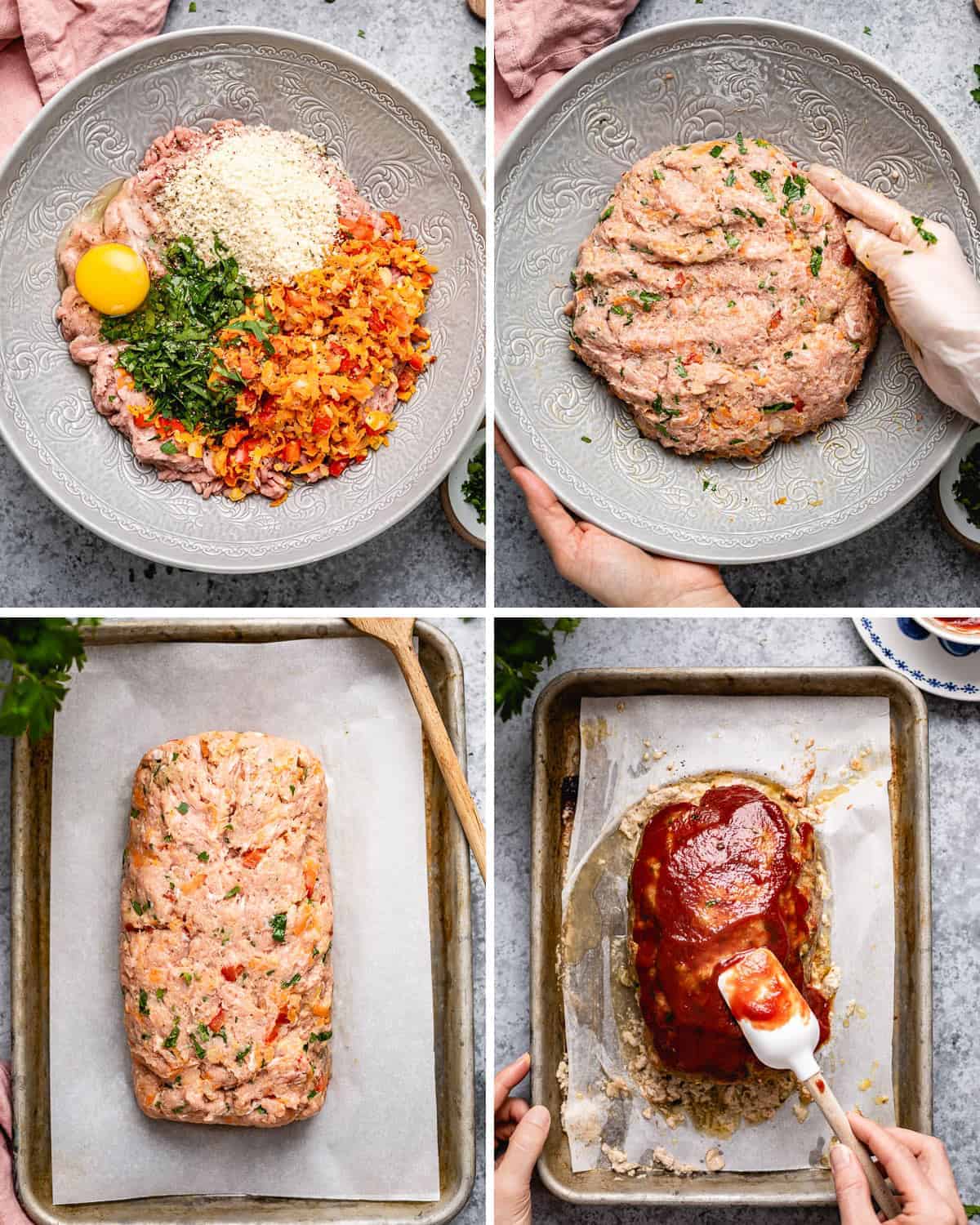 how to make turkey meatloaf steps in 4 images