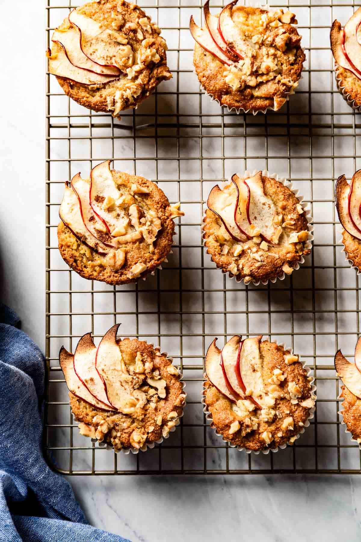 Paleo Apple Cinnamon Muffins on a cooling rack