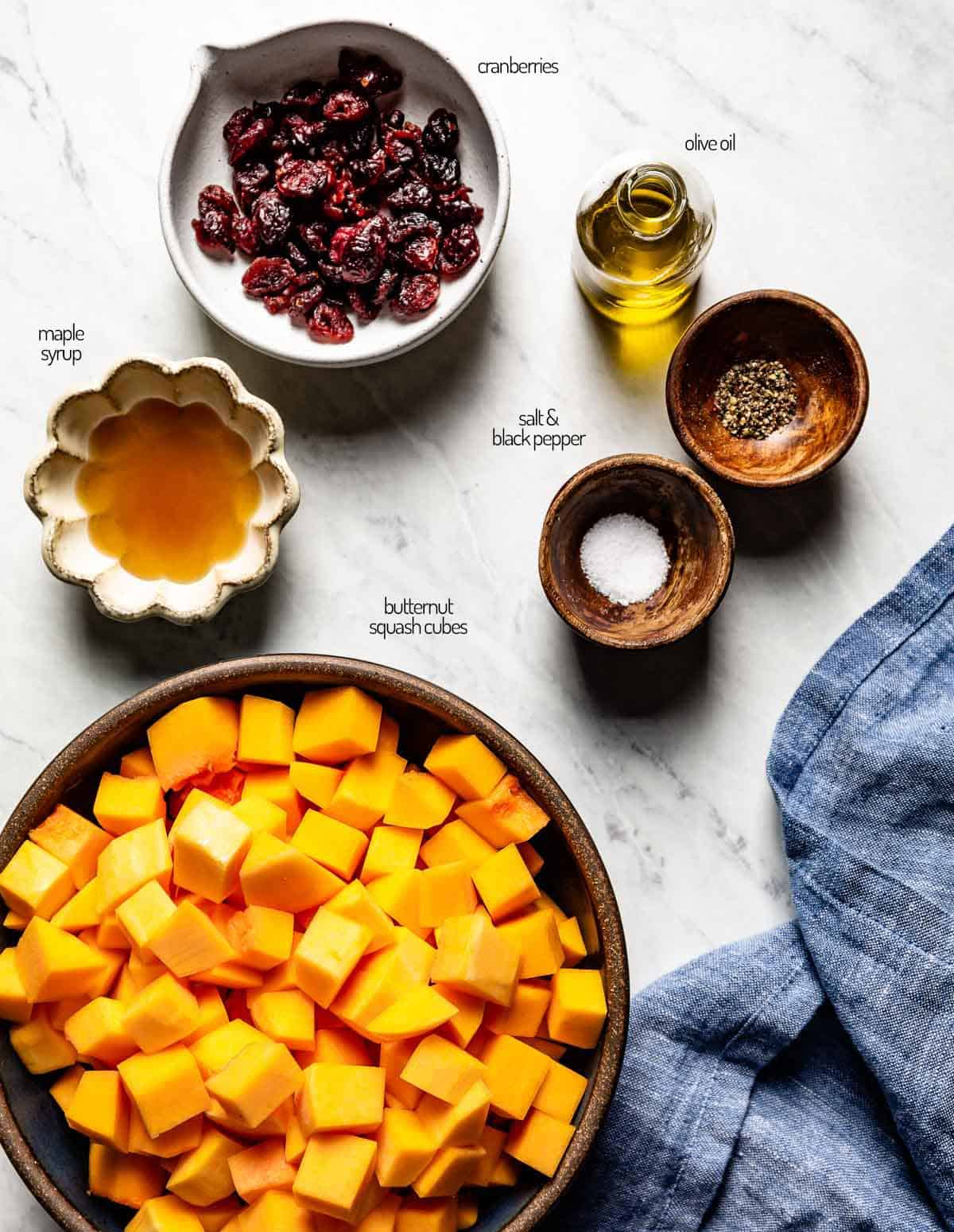 Ingredients for maple roasted butternut squash