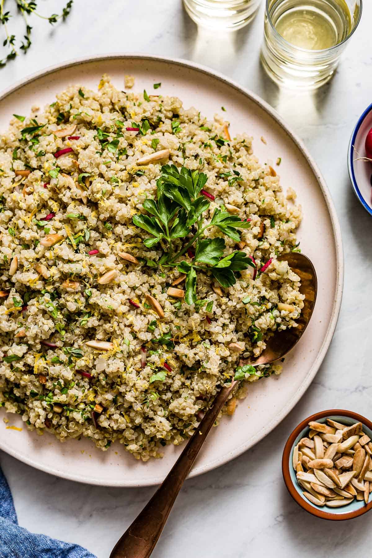 Lemon quinoa on a plate