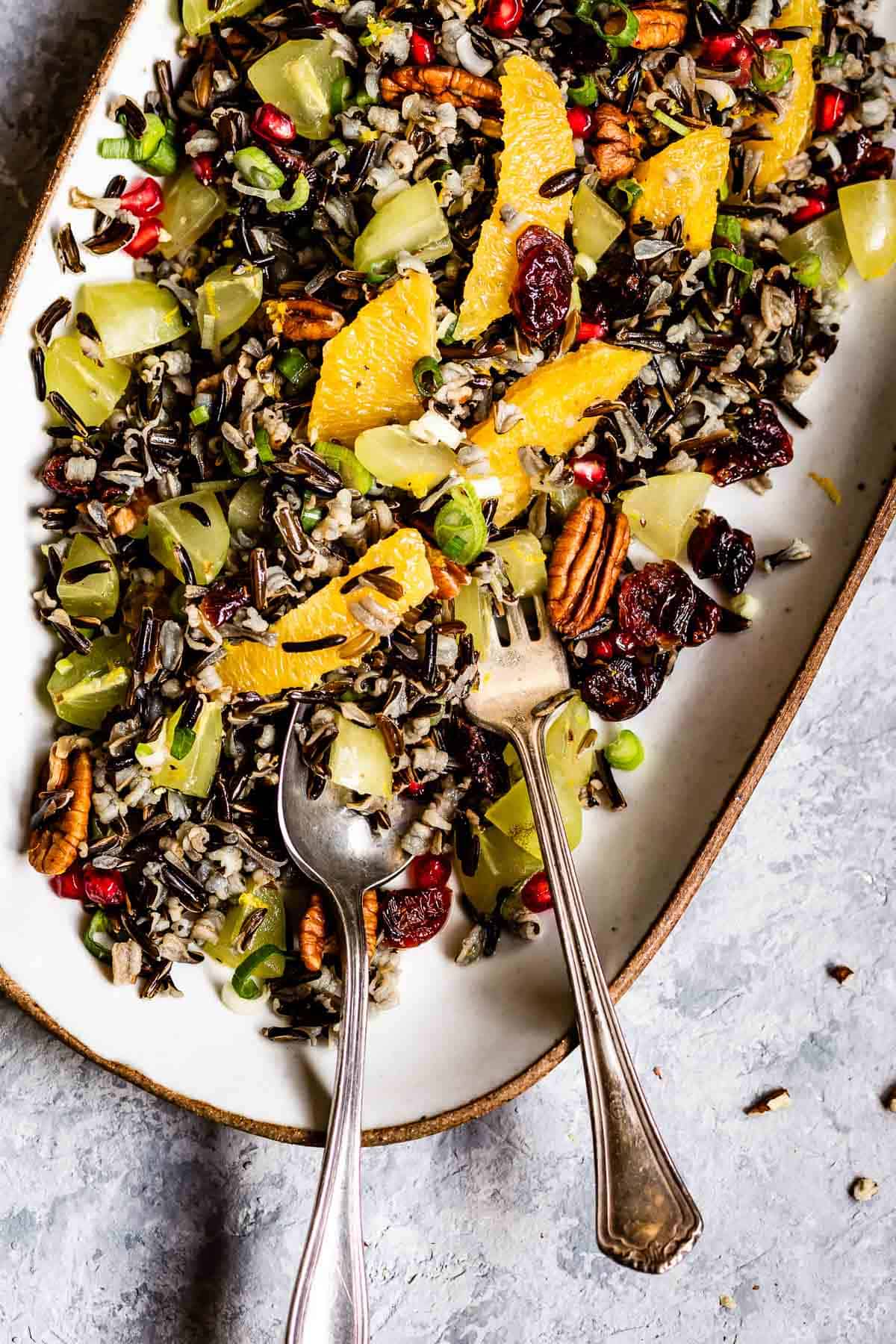 Wild rice salad to serve with cornish hen dinner