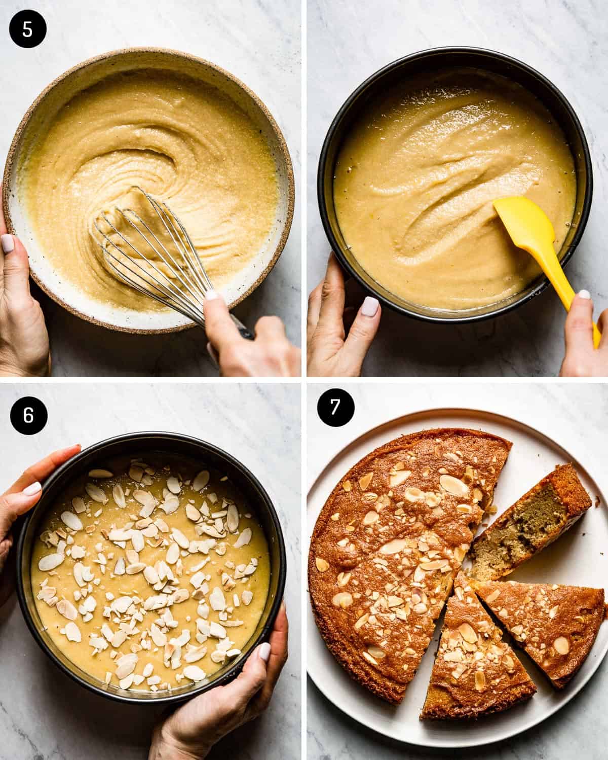 photos showing how to make and bake almond flour cake