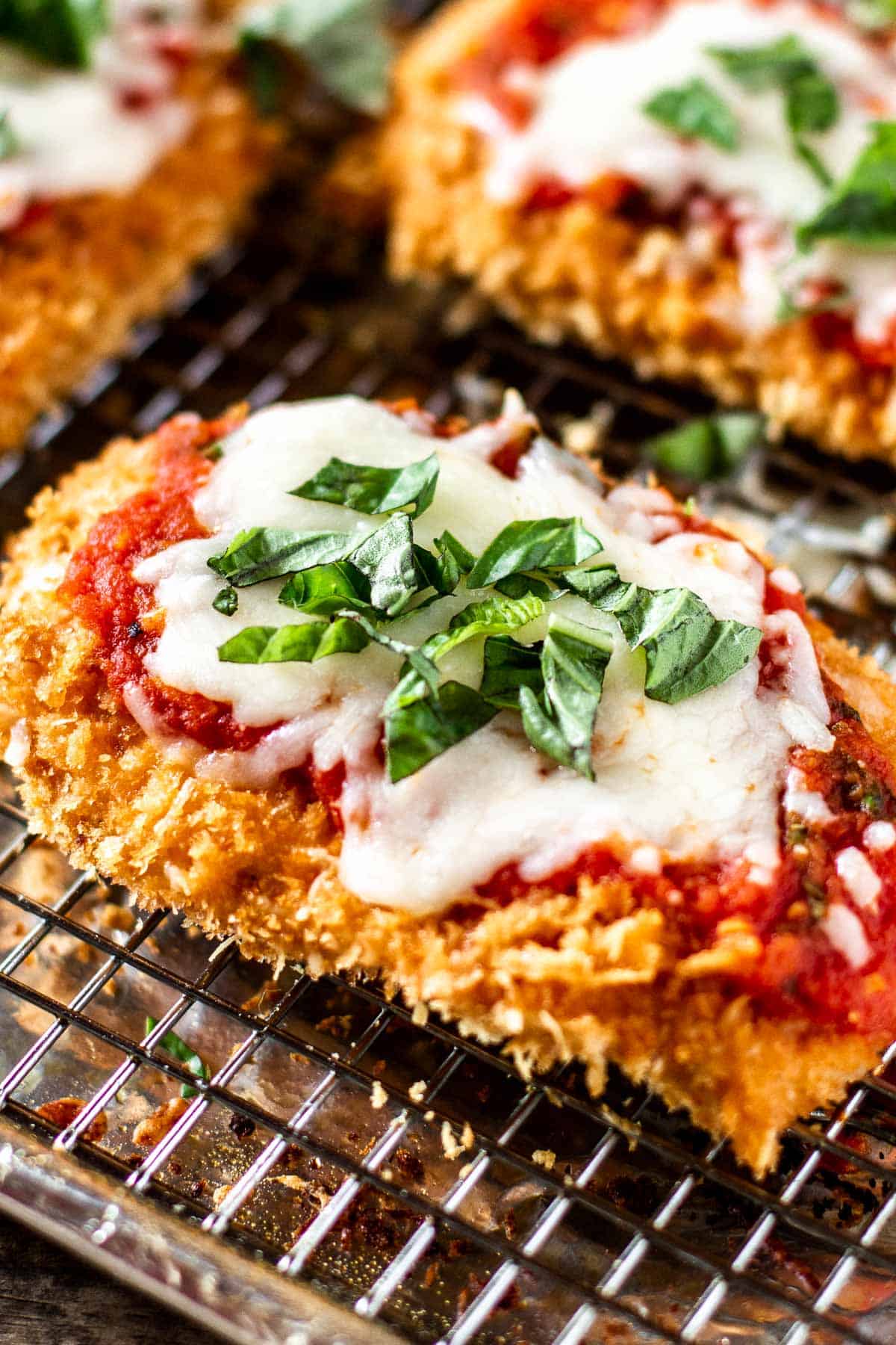 Baked Parmesan Panko Chicken from close up.