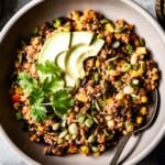 Mexican Quinoa in a bowl from the top